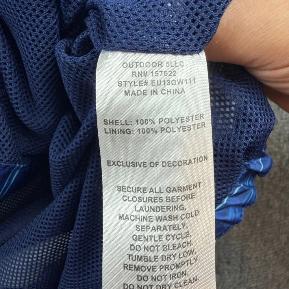 Eddie Bauer Windbreaker Jacket Kids L (14/16) Blue Striped Hooded Mesh‎ Lined